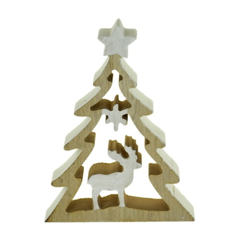 Stromek  dřevěný s jelenem 11x15 cm