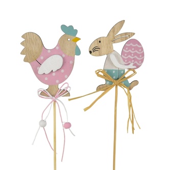 Zápich zajíček a slepička - set 2 ks