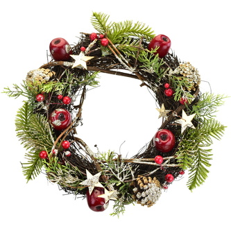 Věnec přírodní s jablíčky Ø30 cm