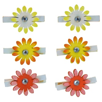 Kolíčky s květinou dřevěné 6 ks