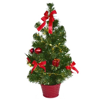 Stromek zdobený červenými dekoracemi 50 cm