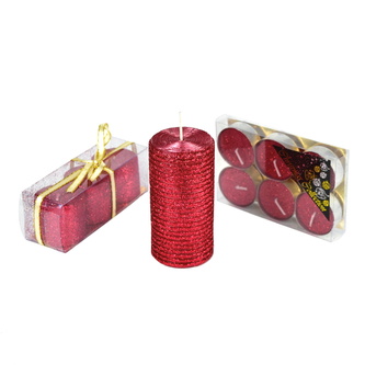Set svíček s červeným glitrem