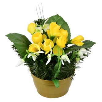 Miska se žlutými krokusy 23×25 cm