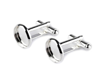 Manžetové knoflíky s lůžkem Ø14 mm polotovar - 100 ks - stříbrná světlá