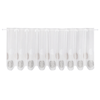 Krátká záclonka s výšivkou Elena, taupe - antracit, 45 mm, 145 mm