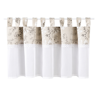 Kuchyňská záclonka s květinovým motivem - béžová, 45 mm, 150 mm