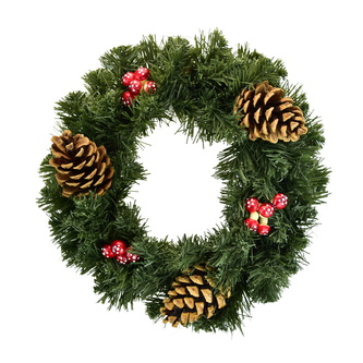 Věnec zelený zdobený houbičkami Ø30 cm