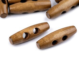 Dřevěný knoflík oliva 12x40 mm - 100 ks - 4 přírodní tm. lakované