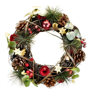 Ratanový věnec s eukaliptovými větvičkami Ø30 cm