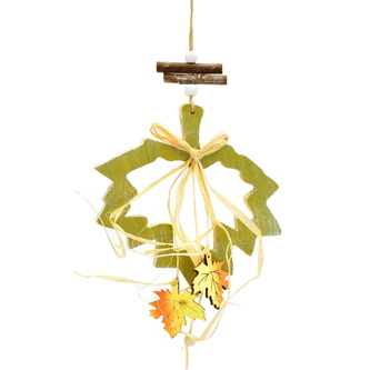 Závěs dřevěný list zelený