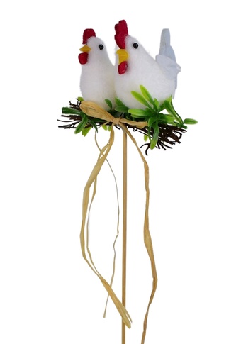 Slepička s kohoutkem na otýpce zápich bílý