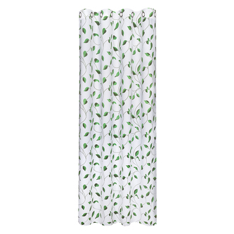 Záclona s kroužky, potisk listů - zelená, 245 mm, 145 mm