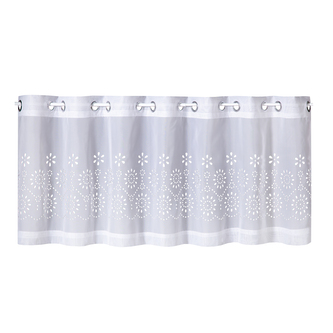 Krátká záclonka se smyčkami, kostkovaná - bílá, 50 mm, 150 mm