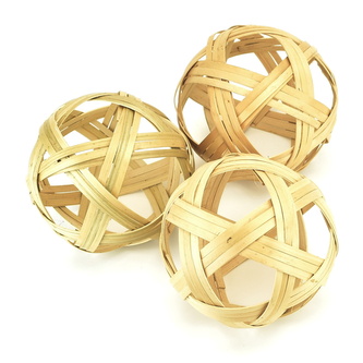 Bambusové dekorační koule přírodní, 3 ks, Ø10 cm