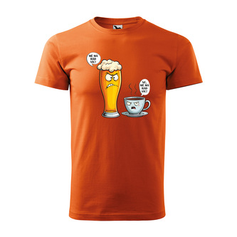 Tričko s potiskem Mě má rád víc - pivo vs. káva: oranžové 5XL