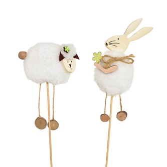 Zápich ovečka a zajíček plyšový - set 2 ks