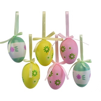 Velikonoční vajíčka s květinami 6 ks, 6x4 cm