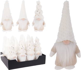 DEKORACJA GNOM 22CM Z KAPELUSZEM KREMOWY