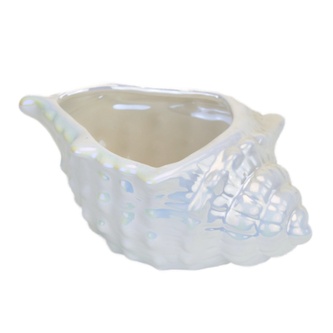 Miska keramická mušle, bílá perleť, 8x19 cm