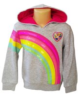 Dívčí mikina TLAPKOVÁ PATROLA duha s flitry přes hlavu, šedá, velikost: 116