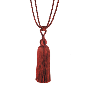 Ozdobný úvaz na záclony - rezavě červená