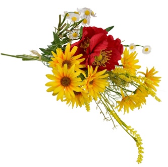 Kytice žlutých kopretin s vlčím mákem a heřmánkem 70 cm