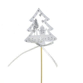 Zápich stromeček se sněhulákem 8x7/30 cm