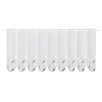 Krátká záclonka s výšivkou Gina, bílá/šedá - světle šedá, 45 mm, 145 mm