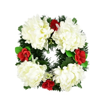 Věneček podzimní s krémovými chryzantémami Ø20 cm