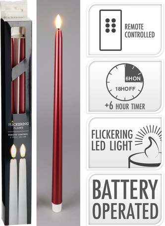 KOMPLET 2 ŚWIEC LED 38CM CZERWONA