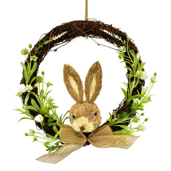 Proutěný věnec se zajícem Ø30 cm