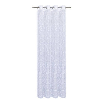 Záclona s kroužky, výšivka - bílá, 235 mm, 135 mm