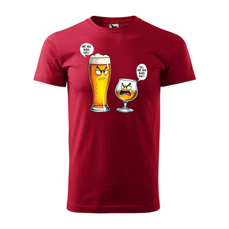 Tričko s potiskem Mě má rád víc - pivo vs. bourbon: červené 5XL