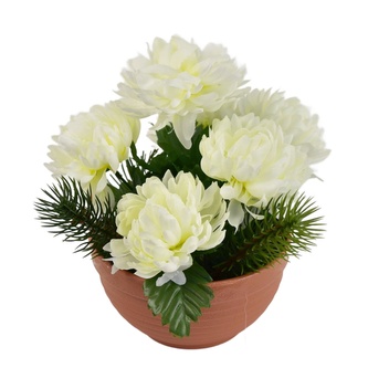 Dušičková miska s krémovými chryzantémami 22 x 19 cm