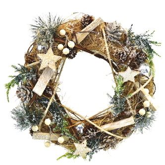 Věnec přírodní zasněžený Ø30 cm