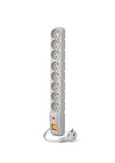 Acar S8 1,5m kabel, 8 zásuvek, přepěťová ochrana, šedá