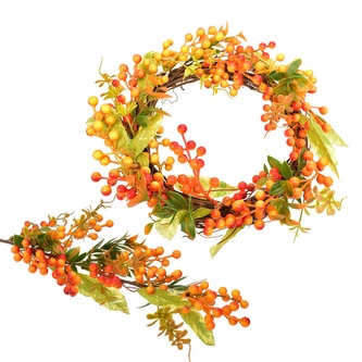 Věnec a větvička podzimní s bobulemi Ø30/52 cm