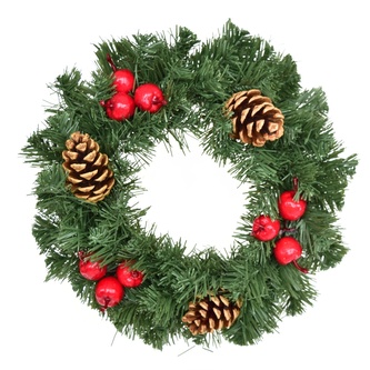 Věnec zelený zdobený jablíčky Ø30 cm