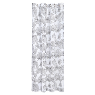 Záclona s kroužky, potisk „listy“ - černá, 245 mm, 145 mm