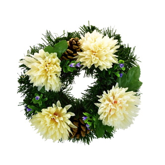 Dušičkový věneček s krémovými chryzantémami Ø20 cm