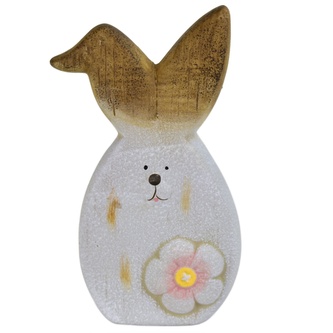 Zajíc keramický s květinou 20 cm