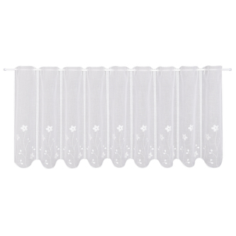 Krátká záclonka s výšivkou Carla, bílá - 50 mm, 145 mm