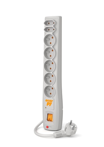 Acar P7 3m kabel, 5+2 zásuvek, přepěťová ochrana, bílá