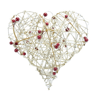 Srdce závěsné s bezinkami 25 cm