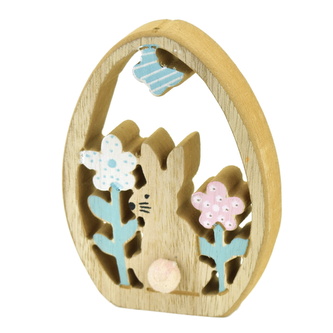 Vajíčko se zajíčkem a květinami 13 cm