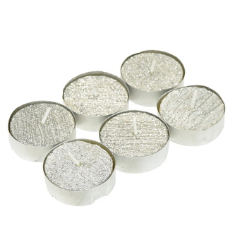 Čajové svíčky se stříbrným glitrem - 6 ks