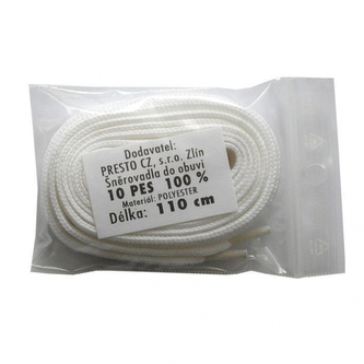 Tkaničky do bot ploché Presto 10 PES 180 cm - bílé, 180