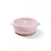 Silikonová miska s přísavkou a víčkem  - růžová