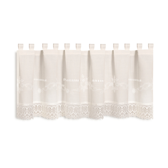 Závěs s poutky, bistro, vyšívaný - přírodní, 45 mm, 150 mm