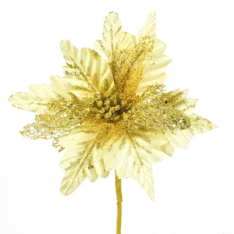 Poinsetie třpytivá zápich - zlatá